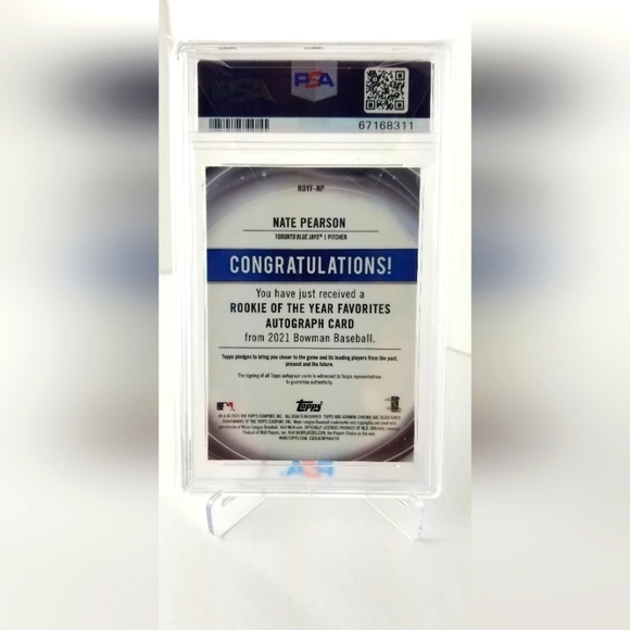 2021 Bowman Chrome Nate Pearson RC Auto Orange Refractor 1/25 # ROYF-NP - PSA 10 - Picture 3 of 3